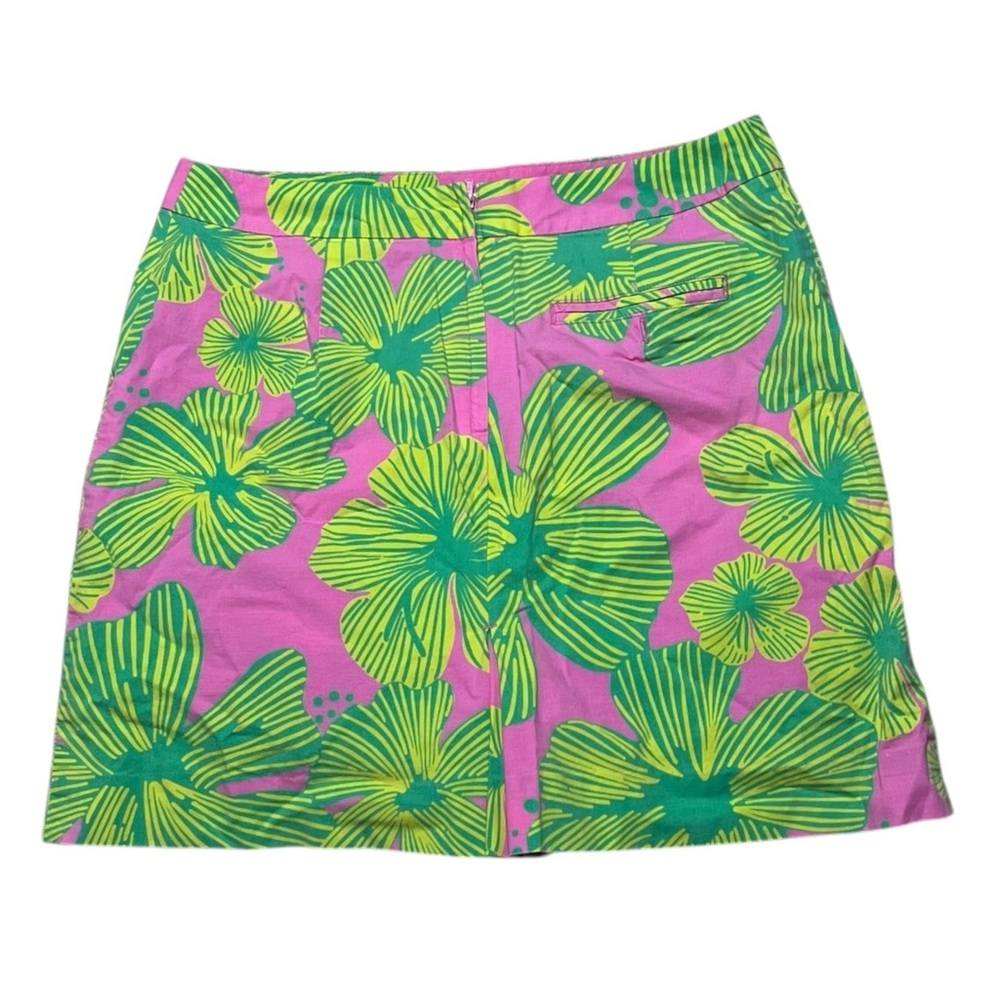 Lilly Pulitzer Hibiscus Vintage Skort Size 4 Pink Green Pockets - Picture 3 of 5